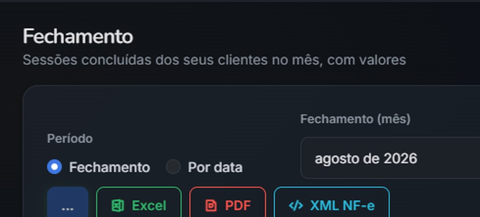 Fechamento fiscal no ieVolt — exportação Excel, PDF e XML da NF-e